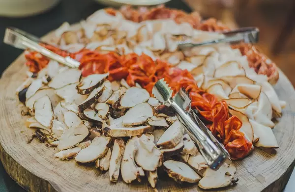 Wooden Plate Of Meat Mix