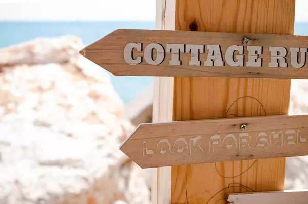 Wooden signs at a beach bar