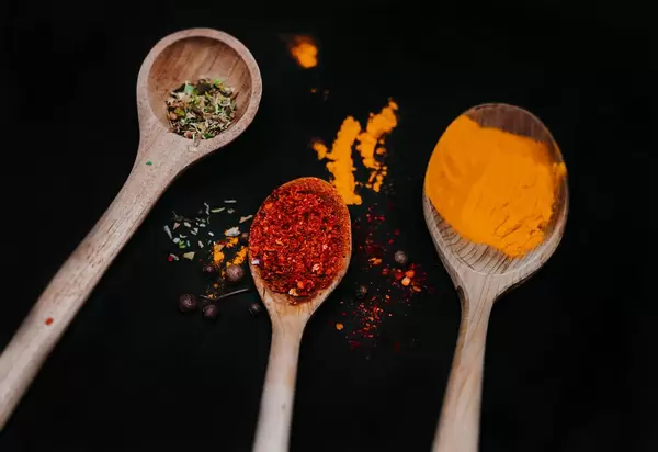 Wooden Spoons With Colorful Spices