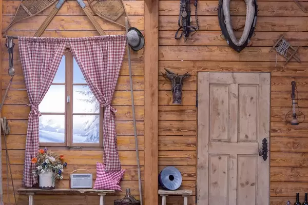 Wooden wall in traditional bavarian style