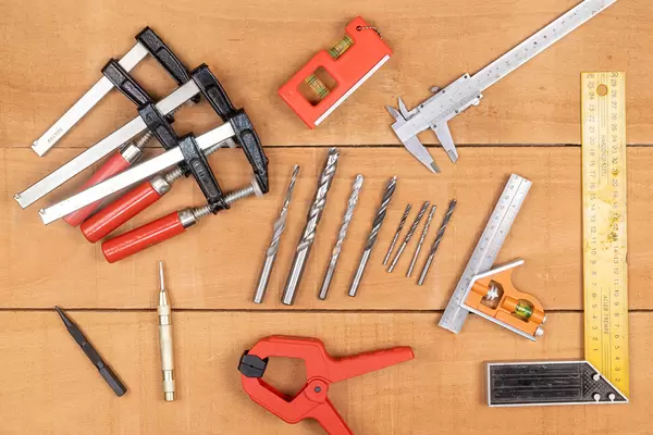 Woodworking Tools on the wooden table