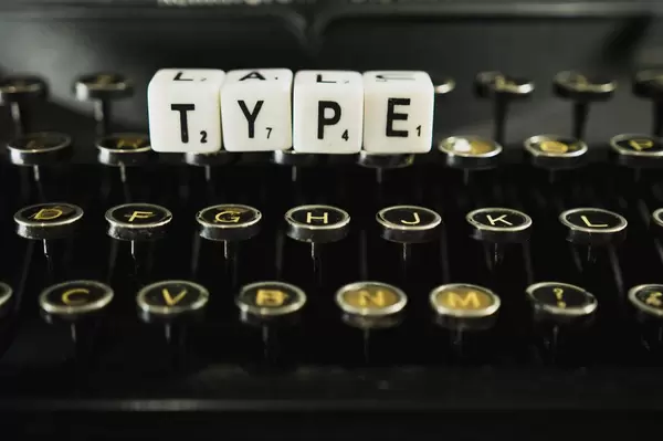 Word TYPE on a typewriter