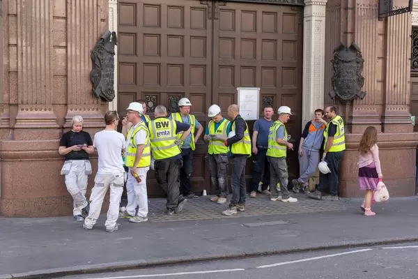 Workers during smoke break