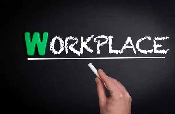 Workplace text on blackboard