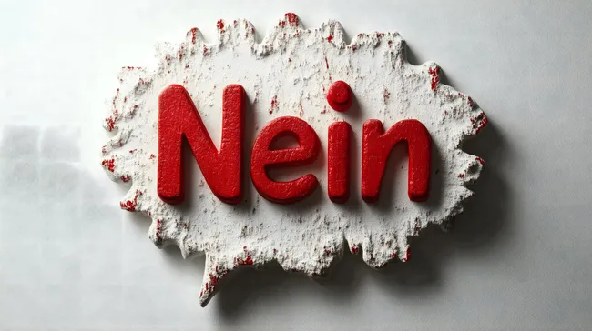 Wort 'Nein' in roter Schrift auf weißem Hintergrund