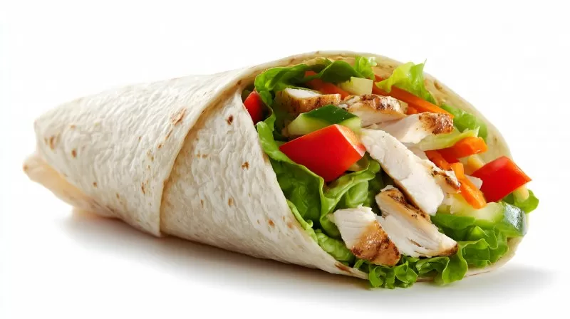 Wrap mit gegrilltem Hähnchen und Gemüse