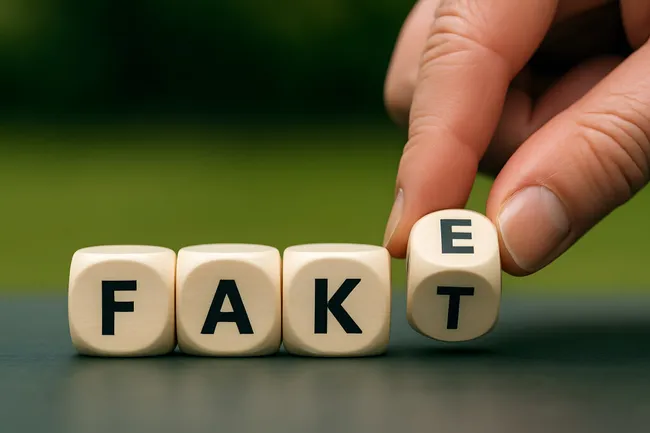 Würfel mit Begriffen 'Fakt' und 'Fake' - Symbol für Medienkompetenz