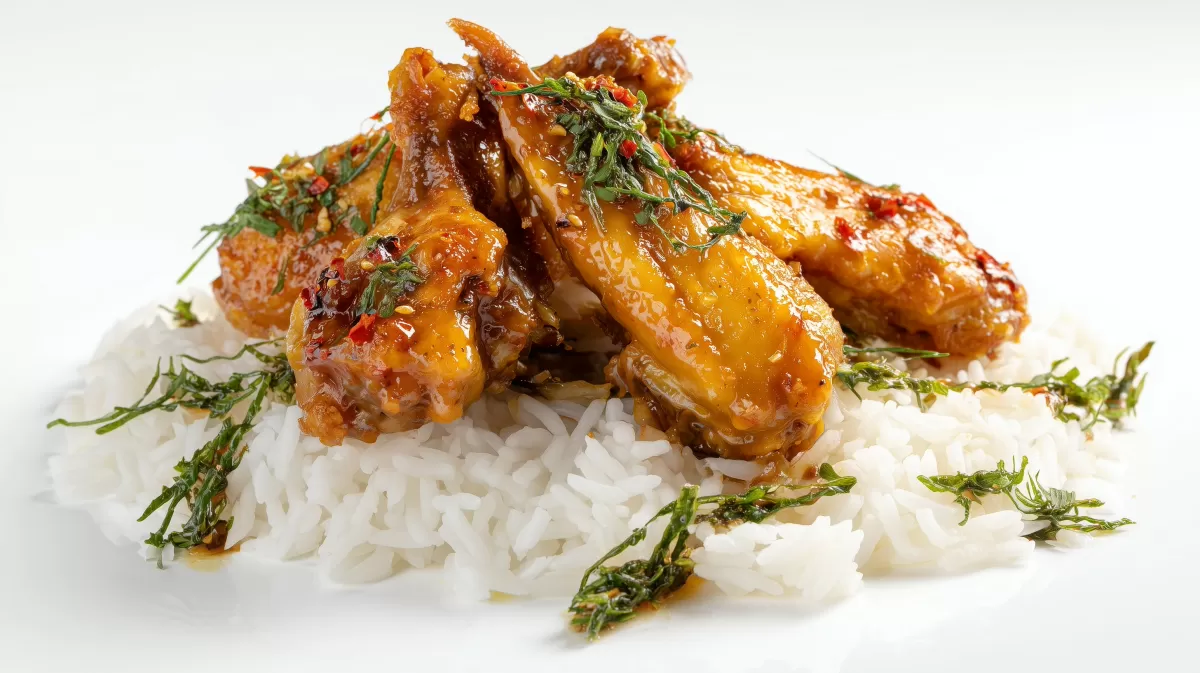 Würzige Chicken Wings mit Curry Reis und Kräutern