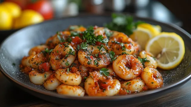 Würzige Garnelen in Tomatensauce mit Kräutern