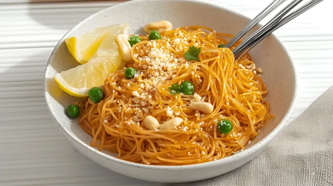 Würzige Ramen-Nudeln mit Zitrone und Erbsen