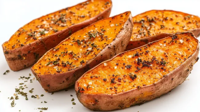 Würzige Süßkartoffelspalten mit Kräutern