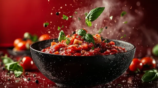 Würzige Tomatensauce mit frischem Basilikum