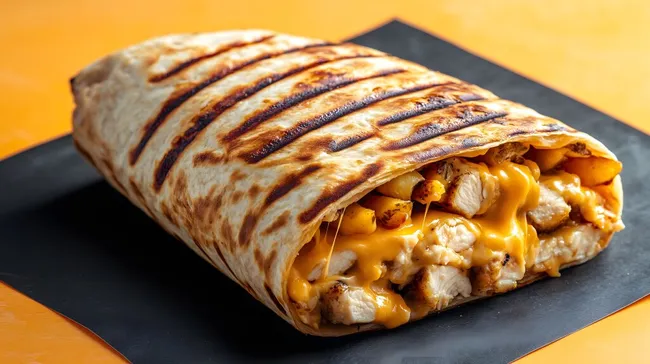 Würziger Hähnchen-Wrap mit geschmolzenem Käse