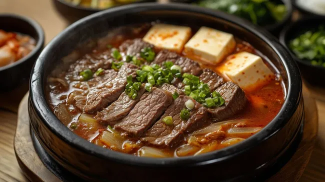 Würziger koreanischer Rindfleisch-Eintopf mit Tofu