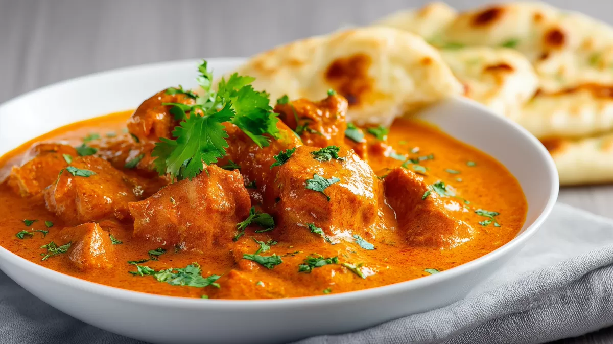 Würziges Chicken Curry mit frischem Naan-Brot