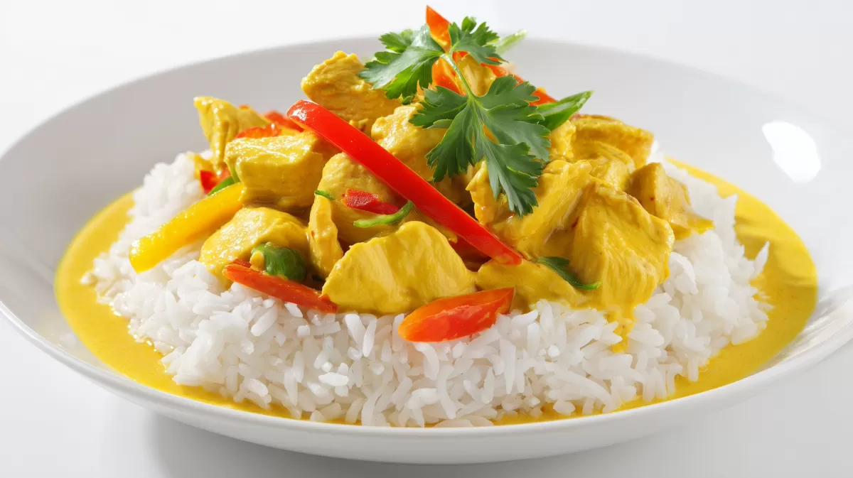 Würziges Hähnchen-Curry mit Reis & Gemüse