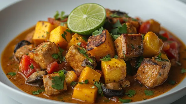 Würziges Kürbiscurry mit Limette und Kräutern