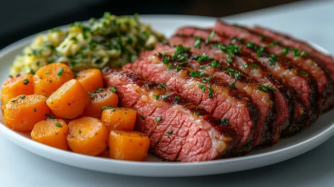 Würziges Rindfleisch mit Karotten und Kräutern