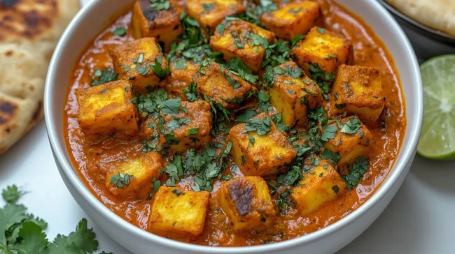Würziges Tikka-Masala-Gericht mit Kartoffeln und Koriander