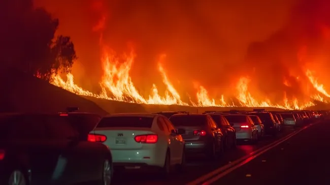 Wütende Flammen verschlingen Autos auf gefährlicher Straße