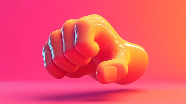 Wütende geballte Faust in knalligem Orange-Rot