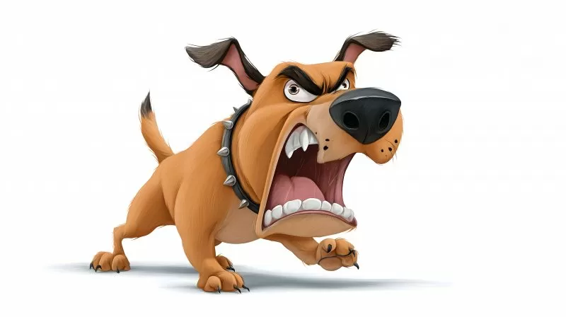 Wütender Hund Cartoon auf weißem Hintergrund