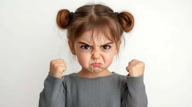 Wütendes Mädchen mit hochgereckten Fäusten