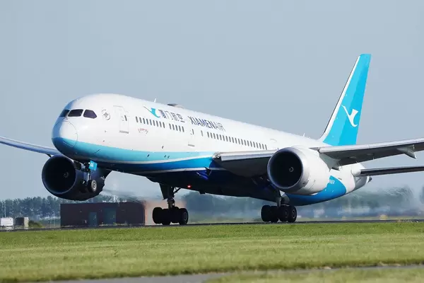 Xiamen Air taking off from Amsterdam Schiphol Airport AMS