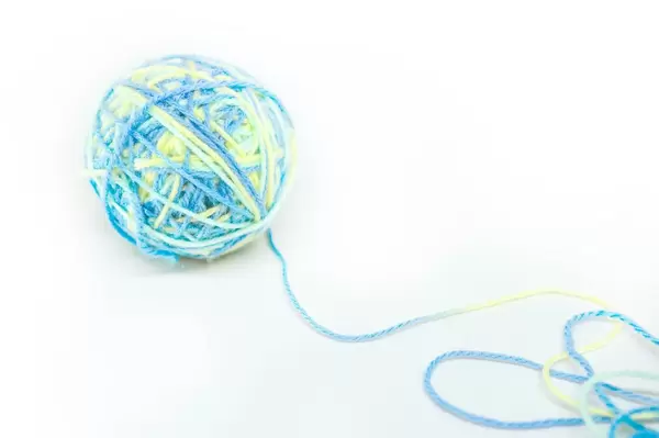 Yarn ball on white background