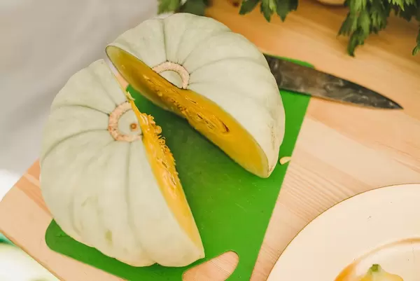 Yellow Pumpkin Half Pieces On Table (Flip 2019)