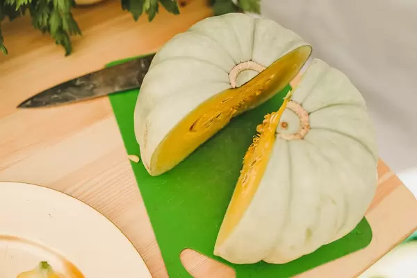 Yellow Pumpkin Half Pieces On Table