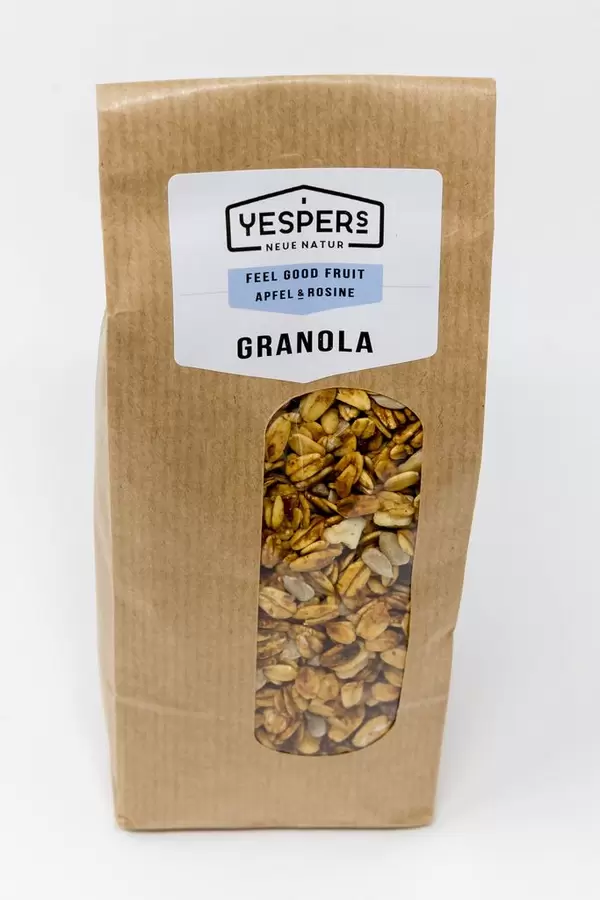 Yespers Granola - Gebackenes Knuspermüsli mit Apfel und Rosinen