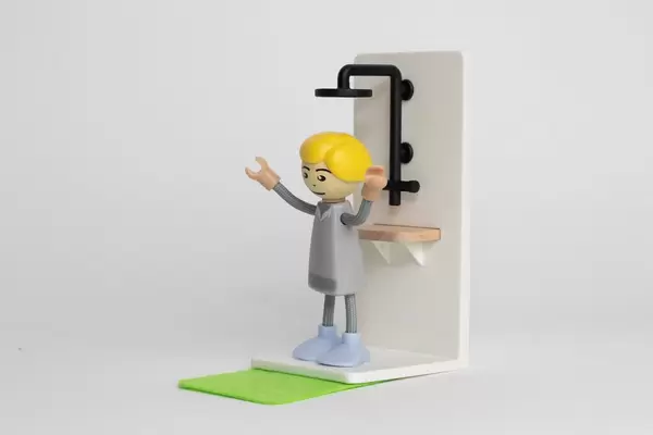 Young guy taking a shower