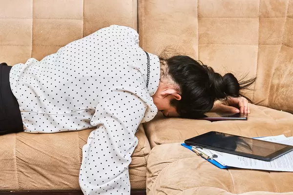 Young lady after hard working day