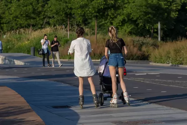 Young Russian women with rollerblades