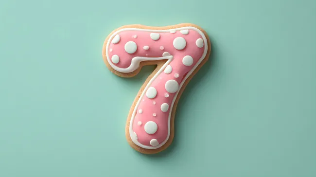 Zahl-7-Keks mit rosa Zuckerguss