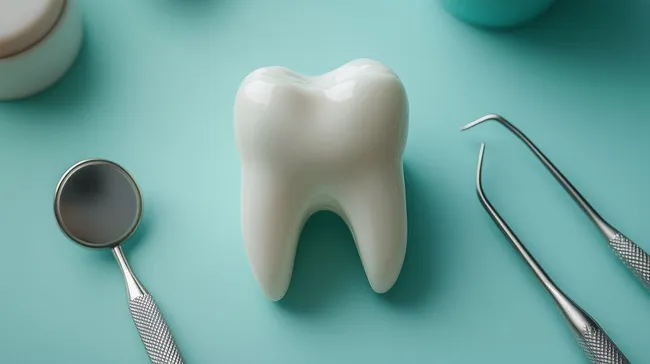 Zahnarztpraxis-Ausrüstung auf mintgrünem Hintergrund