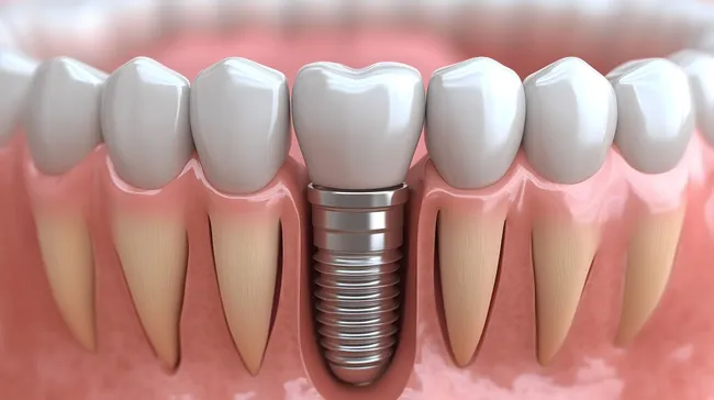 Zahnimplantat im menschlichen Kieferknochen