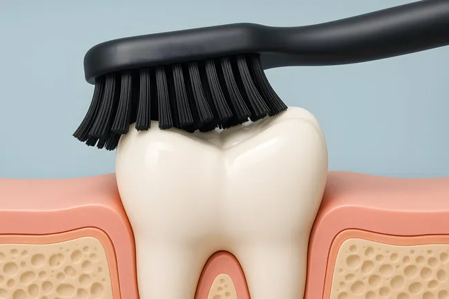 Zahnpflege-Modell mit Zahnbürste