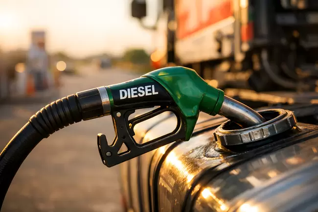 Zapfsäulen-Diesel-Tanken an einem LKW