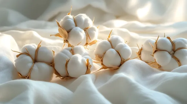 Zarte Baumwollknospen in weicher Beleuchtung