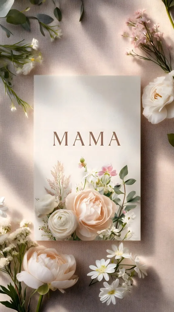 Zarte Muttertagsgrüße mit Blumen und Schriftzug