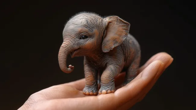 Zarter Elefantenbaby in menschlicher Hand