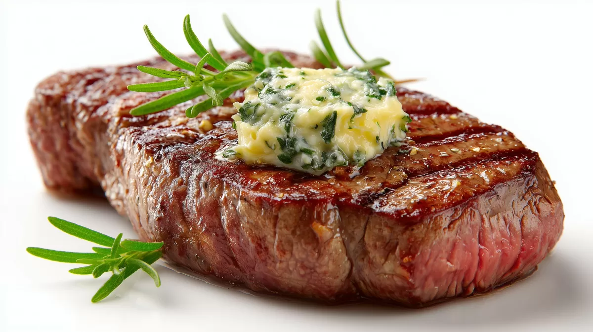 Zartes Rindersteak mit Kräuterbutter und Rosmarin