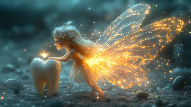 Zauberhafte Zahnfee mit funkelnden Flügeln