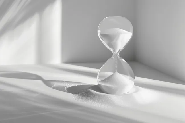 Zeit vergeht - Sanduhr in grauer Umgebung