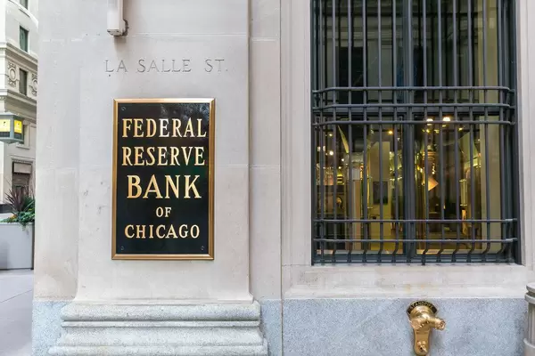 Zentralbank und Reservebank: Federal Reserve Bank of Chicago, an der Ecke La Salle Street und West Jackson Boulevard