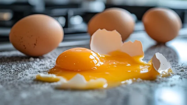 Zerbrochene Frühstückseier mit laufendem Eigelb