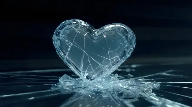 Zerbrochenes Herz aus Glas - Emotionale Symbolik
