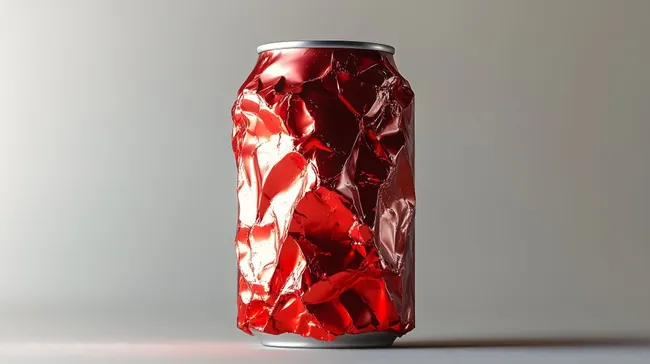 Zerknitterte Getränkedose in Rot